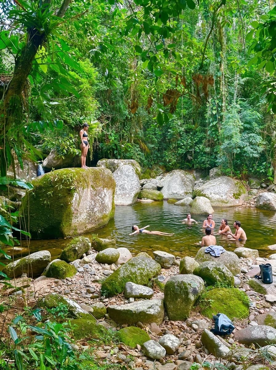 People in the river on the Nekawa campus