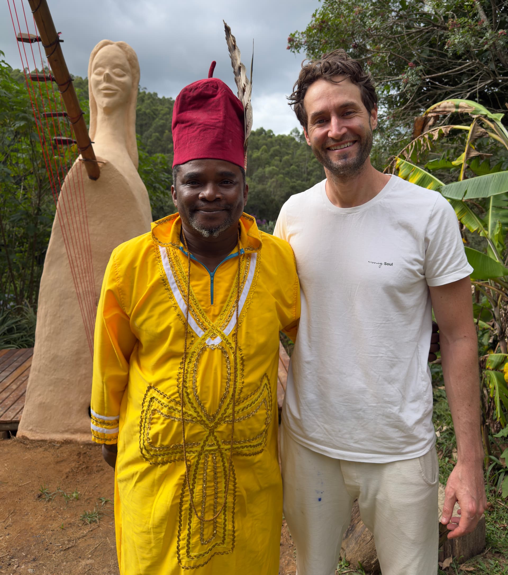 Popo (Landri Ekomie-Obame) and Charles Johnston after Charles's iboga initiation