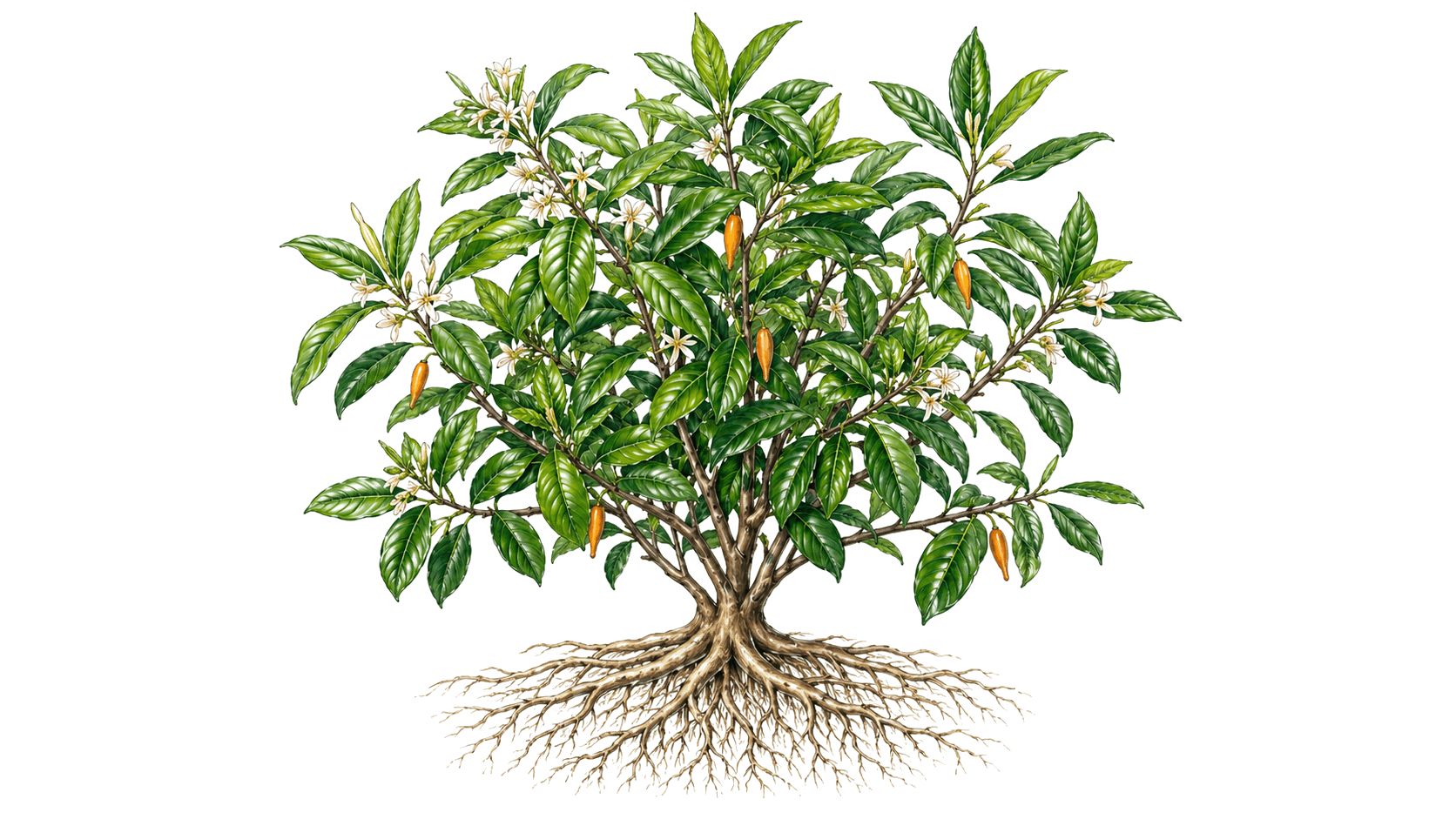 Botanical drawing of the iboga plant