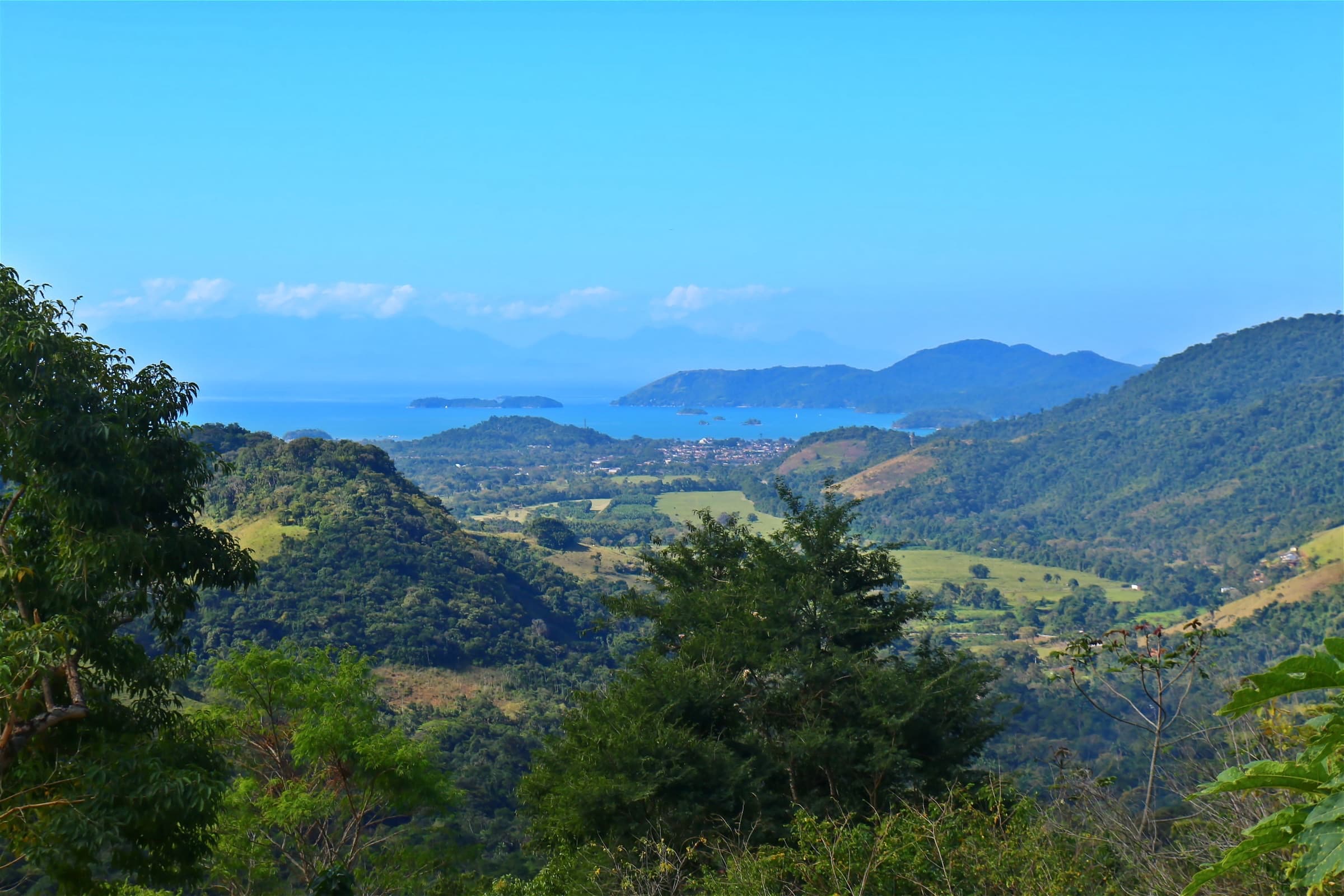 Paraty, Brazil: view from the mountains over the bay