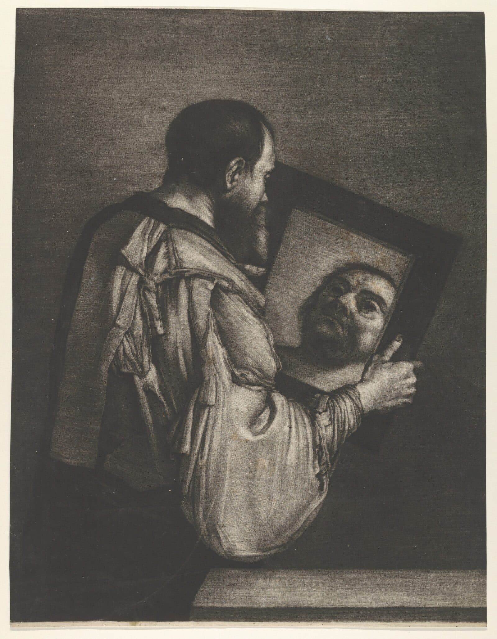 Bernard Vaillant's mezzotint of Socrates studying his own face in a mirror