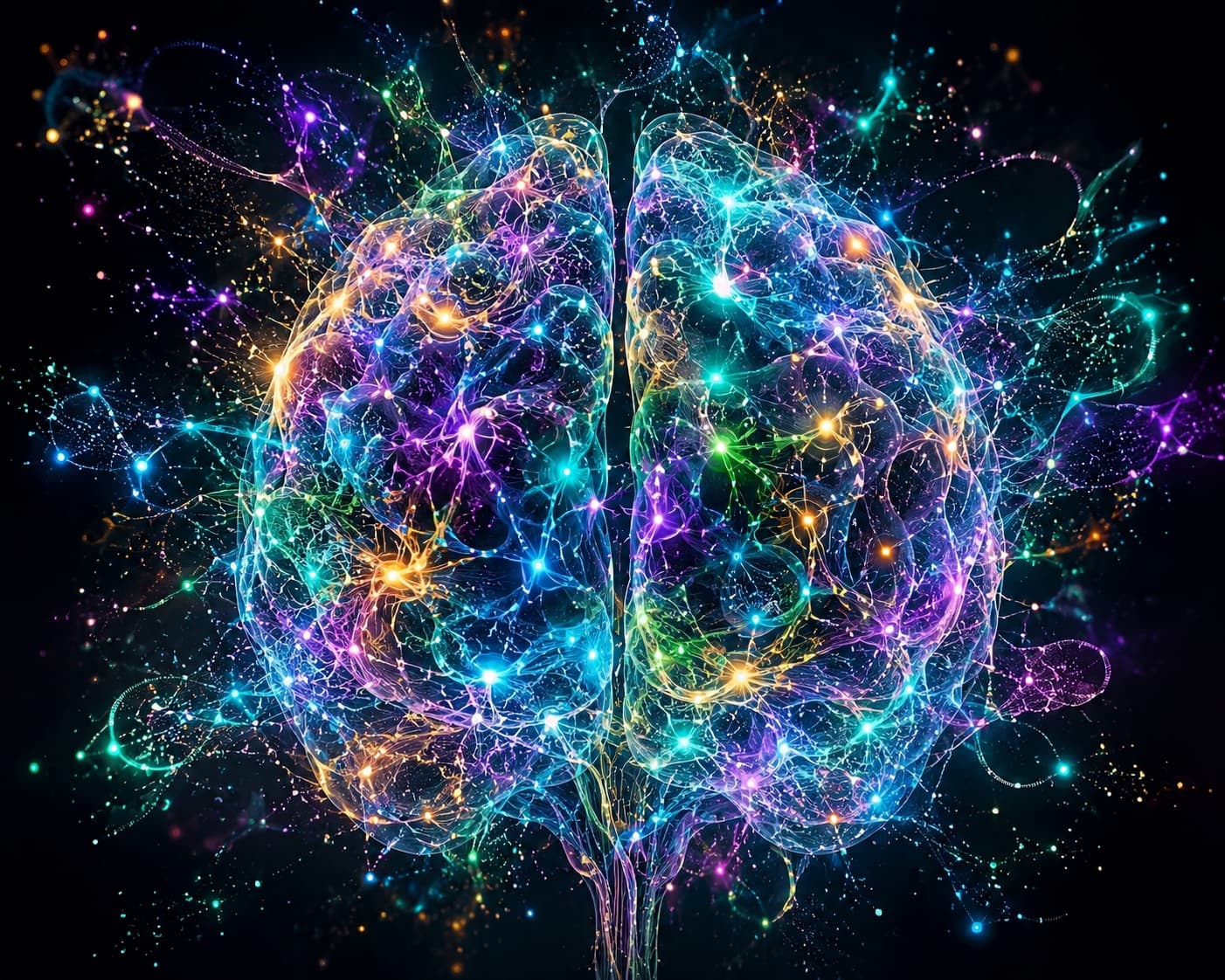 Artistic glass rendering of a brain scattered with light: a creative representation of ADHD
