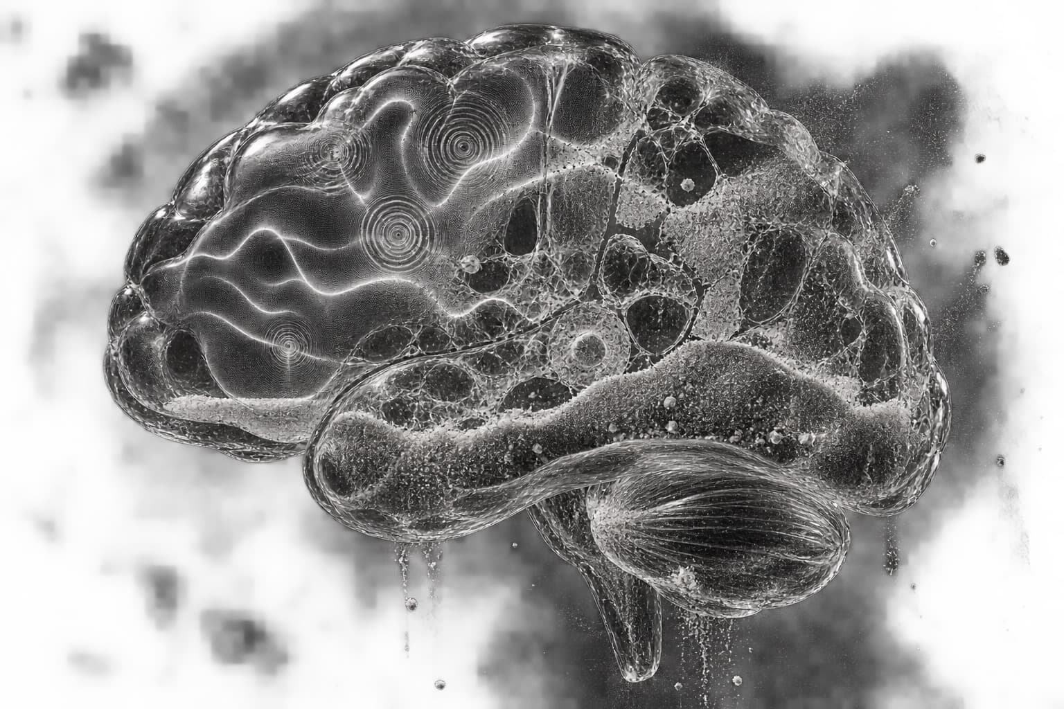 Artistic rendering of a brain thinning into ash at its edges: a creative representation of burnout