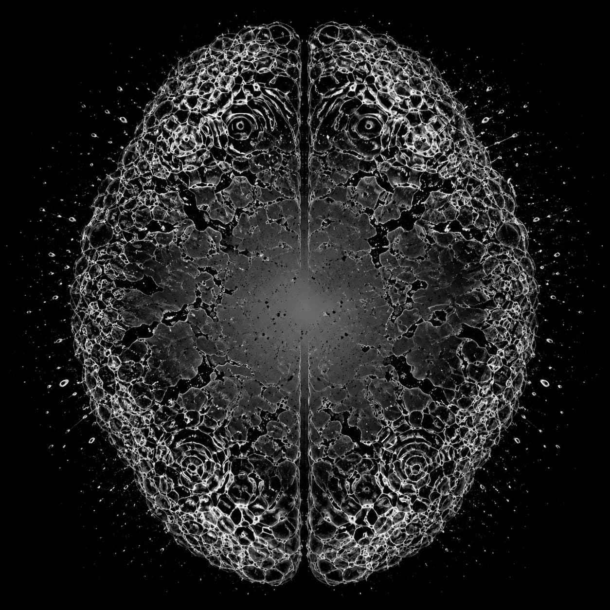 Artistic rendering of both hemispheres of a brain: a creative representation of the burned-out mind
