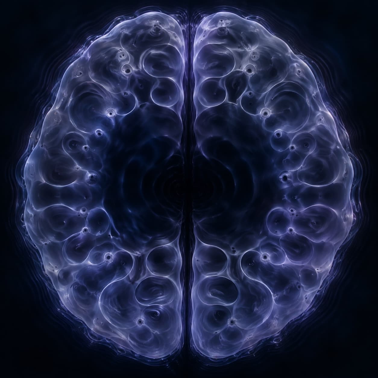 Artistic rendering of both hemispheres of a brain: a creative representation of the depressed mind