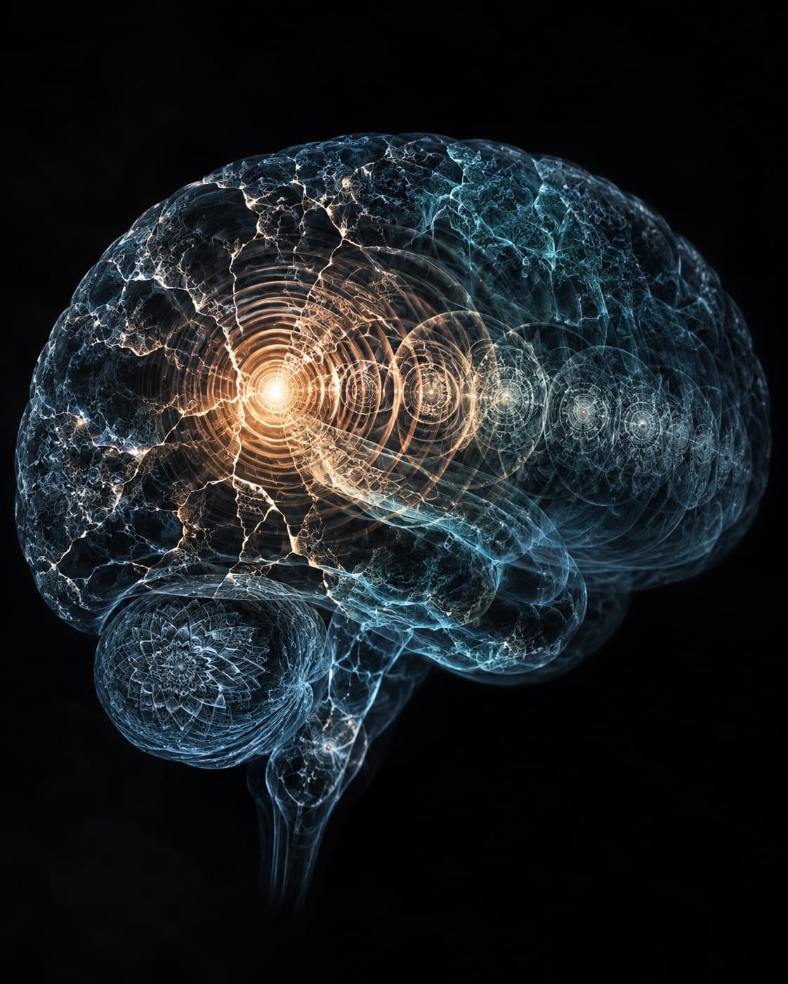 Artistic glass rendering of a brain under strain: a creative representation of PTSD