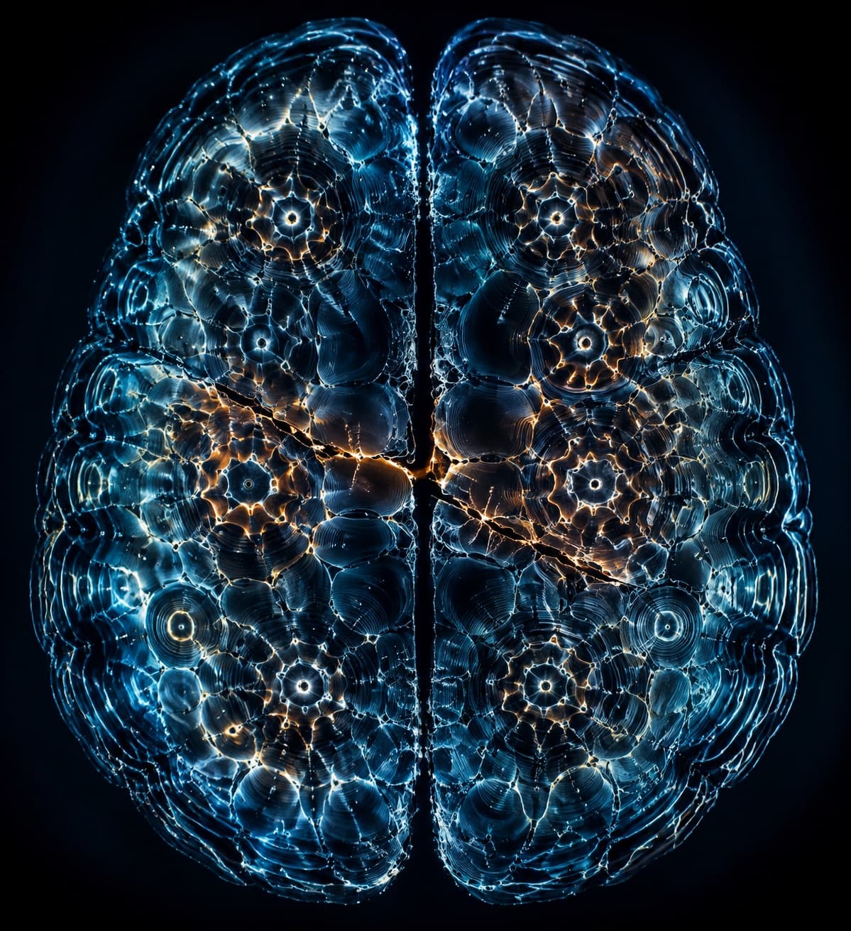 Artistic rendering of both hemispheres of a brain: a creative representation of the mind under PTSD
