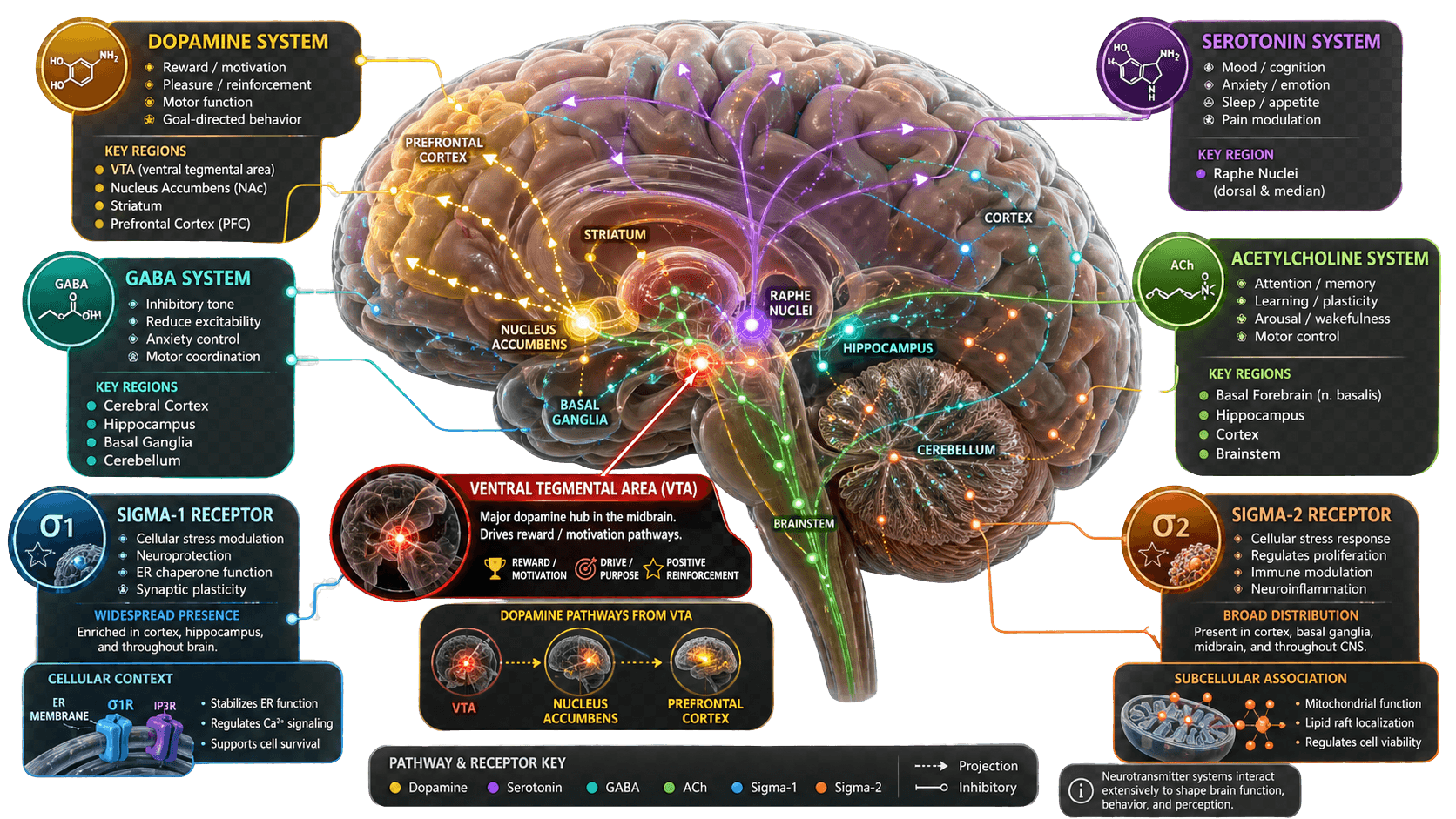 Brain neurotransmitter systems: ibogaine receptor interaction sites